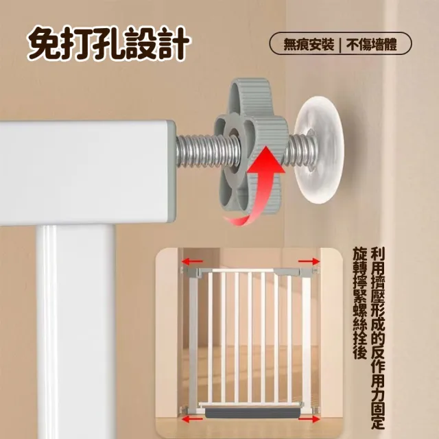 【小不記】加高105公分 安裝寬度（118-125）(安全防護門欄/兒童安全圍欄/寵物柵欄門欄/柵欄門/帶延長件組)