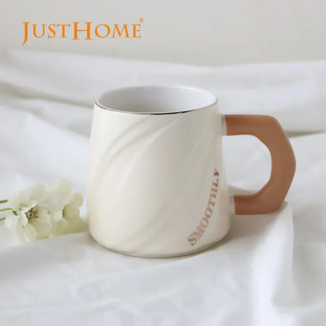 【Just Home】粉嫩樂園陶瓷馬克杯-4入組附收納架(400ml 杯 水杯 拿鐵杯 咖啡杯 茶杯 杯子)