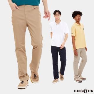 【Hang Ten】男裝-SLIM FIT斜紋布基本款修身長褲(多色選)