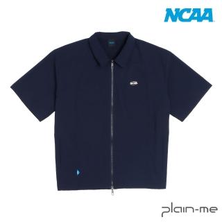 【plain-me】NCAA 男女款 中性剪接風衣襯衫 NC NCAA0211-251(外搭 短袖上衣 寬鬆 拉鍊式)