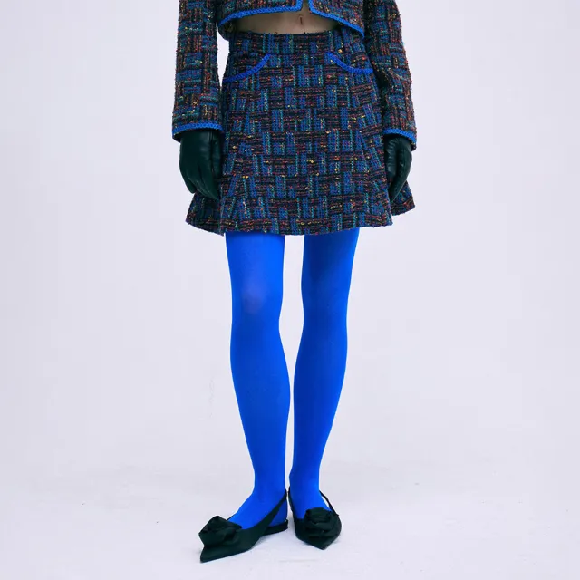 【MARDI MERCREDI】出清品 短裙 紫色 A字 休閒 花呢 TWEED A LINE SKIRT