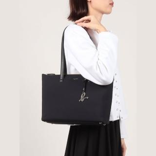 【agnes b.】Voyage 小款輕量尼龍b logo掛飾肩揹包(黑)