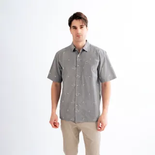 【Arnold Palmer 雨傘】男裝-滿版印花小細格短袖襯衫(灰色)