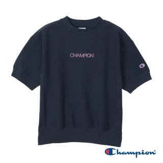 【Champion】官方直營 女款-CASUAL 寬版刺繡短袖上衣-深藍(CW-Z301-370)