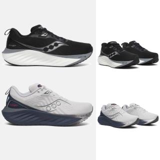 【SAUCONY 索康尼】TRIUMPH 22 WIDE 男款 寬楦 慢跑鞋(S20965-218-200 霧灰深藍 黑白 PWRRUN PB 緩衝 勝利)