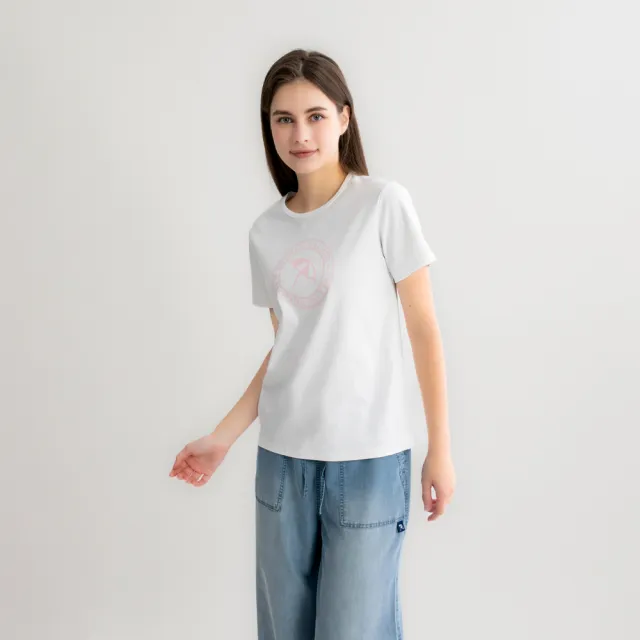 【Arnold Palmer 雨傘】女裝-經典傘幸運草親膚純棉圓領T-shirt(白色)