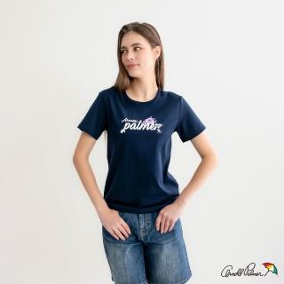 【Arnold Palmer 雨傘】女裝-玫瑰親膚純棉圓領T-shirt(藏青色)