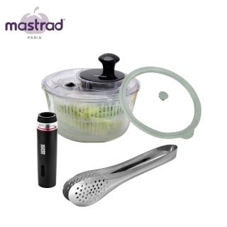 【瑞康屋Kuhn Rikon】法國瑪仕翠-玻璃蔬菜脫水器+不銹鋼食品夾28CM+電動抽真空機+矽膠玻璃真空蓋