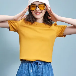 【LEESA】素色衣服\純棉短袖\貼身短T\素T\圓領上衣\百搭素T\透氣衣服\居家服\排汗\厚磅\修 