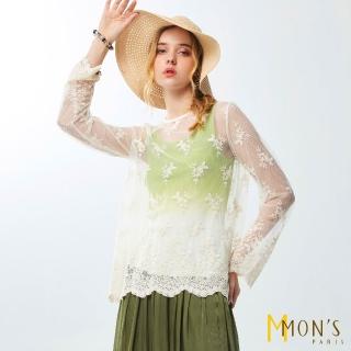 【MON’S】精品蕾絲長袖上衣(直)