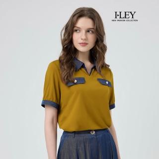 【ILEY 伊蕾】POLO領縲縈假口袋上衣(咖；M-2L；1252311253)