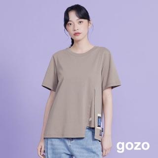 【gozo】許願小卡織標假兩件造型T恤(卡其)