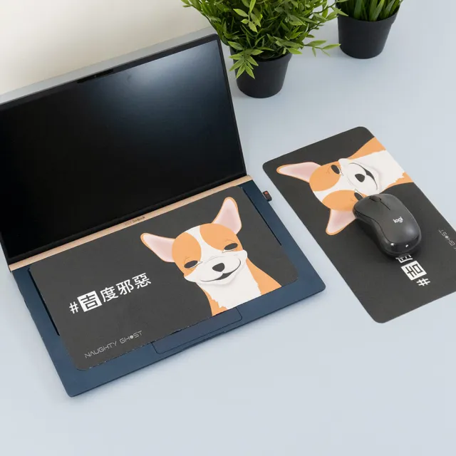 【頑皮鬼】多功能清潔布滑鼠墊-吉度邪惡｜夾入筆電隨身攜帶(滑鼠墊、清潔布｜一次擁有｜三合一鼠墊)