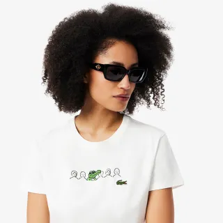 【LACOSTE】女裝-寬鬆版型俏皮印花短袖T恤(白色)