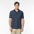 【NAUTICA】官方旗艦 男裝 撞色條紋休閒短袖POLO衫(黑色)