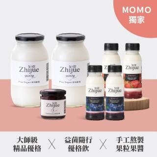 【知覺優格】原味優格900g*2瓶 +手工果醬250g*1瓶+優格飲240g*4瓶(成分單純/大師級優格/9+極好菌)
