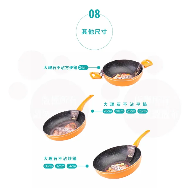 【Chieh Pao 潔豹】導磁底大理石不沾平底鍋 32CM(台灣製精品 IH電磁爐可用 不沾鍋 平煎鍋)