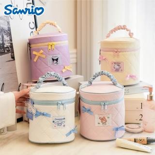 【SANRIO 三麗鷗】三麗鷗蝴蝶結馬卡龍色系手提化妝包(酷洛米/大耳狗/美樂蒂/凱蒂貓)