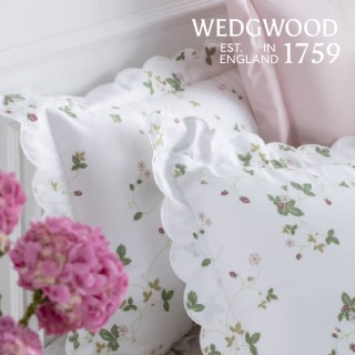 【WEDGWOOD】義大利300織長纖棉 印花歐式枕套一件｜野草莓(百貨款｜51x71cm)