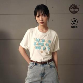 【Timberland 官方旗艦】女款白色圖案短袖T恤(A67YHCM9)