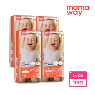 【mamaway 媽媽餵】紙尿褲/黏貼式 Lx42片 4包(嬰兒尿布/寶寶黏貼式尿褲)