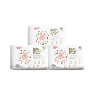 【mamaway 媽媽餵】一拉褲/褲型尿布 Lx32片 3包(嬰兒尿布/寶寶褲型尿布/拉拉褲)