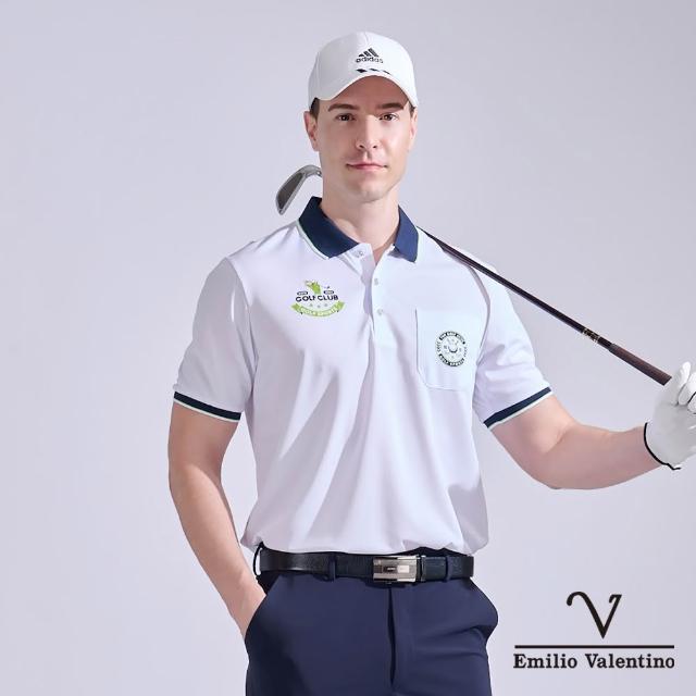 【Emilio Valentino 范倫鐵諾】男短袖POLO衫 果嶺機能 短袖 POLO衫 golf 高爾夫 mit 白(21-5V9800)