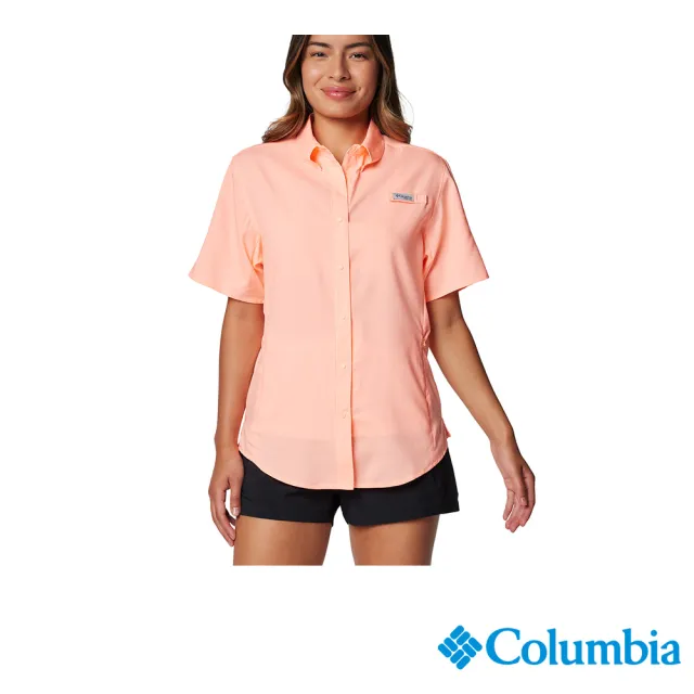 【Columbia 哥倫比亞】女款-女防曬UPF40快排短袖襯衫-嫩粉紅色(UFL72770CE/JS)