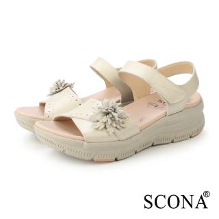 【SCONA 蘇格南】真皮 樂活舒適厚底涼鞋(白色 31273-2)