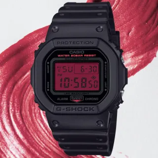 【CASIO 卡西歐】G-SHOCK 黑紅時尚 方形電子腕錶 母親節 禮物 推薦(DW-5600BBR-1)