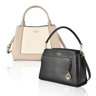【KATE SPADE】Lena經典金屬LOGO皮革手提斜背兩用包(任選)