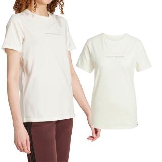 【adidas 愛迪達】Codes Doodle Camp 女款 米色 三葉草 愛迪達 圓領 休閒 短袖 JX5322