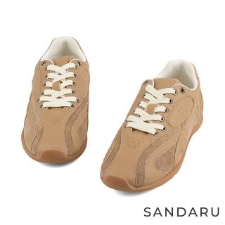 【SANDARU 山打努】休閒鞋 真皮時髦流線復古阿甘鞋(棕)