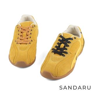 【SANDARU 山打努】休閒鞋 真皮時髦流線復古阿甘鞋(黃)