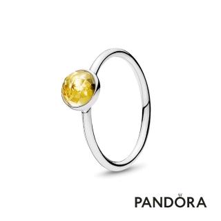 【Pandora 官方直營】蜜黃圓形寶石戒指-絕版品
