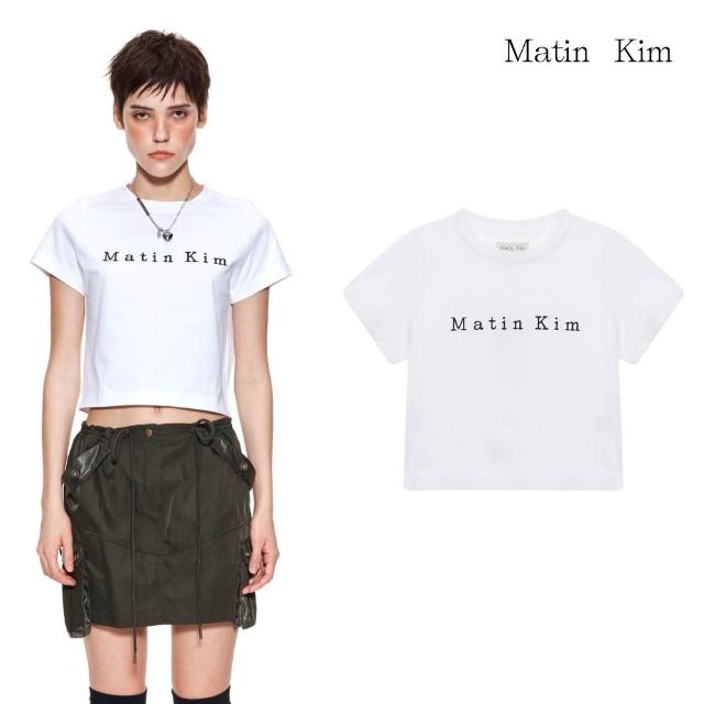 【MATIN KIM】官方旗艦 女版 刺繡LOGO短版短袖上衣(白色)