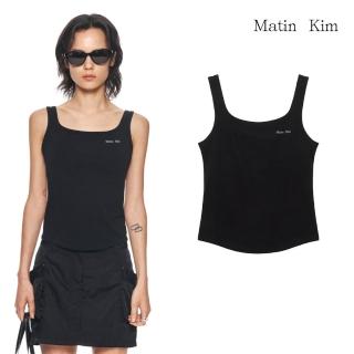 【MATIN KIM】官方旗艦 女版 LOGO方領無袖上衣(黑色)