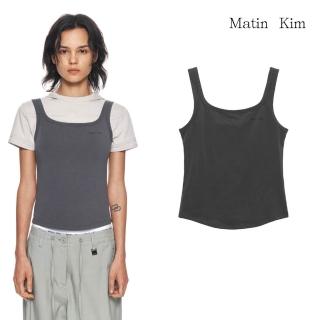 【MATIN KIM】官方旗艦 女版 LOGO方領無袖上衣(炭灰)