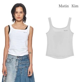 【MATIN KIM】官方旗艦 女版 LOGO方領無袖上衣(白色)