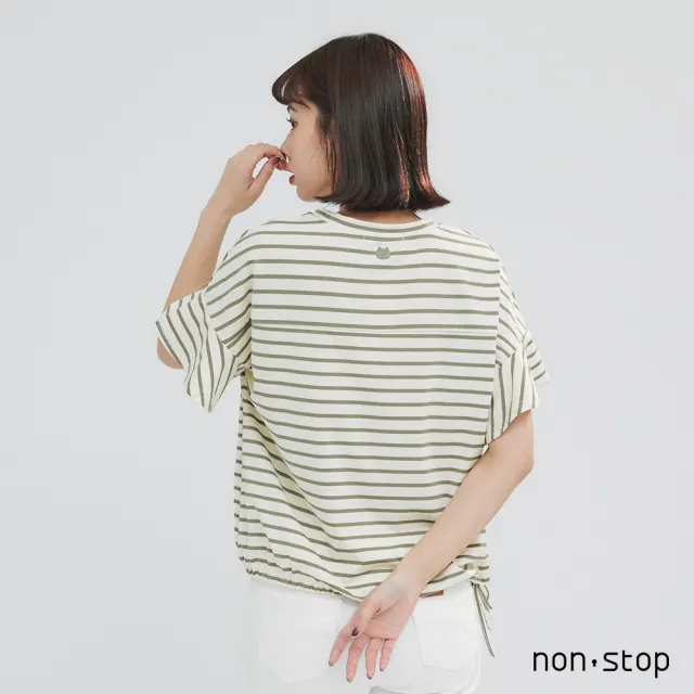 【non-stop】夏日節奏荷葉袖抽繩T恤-2色