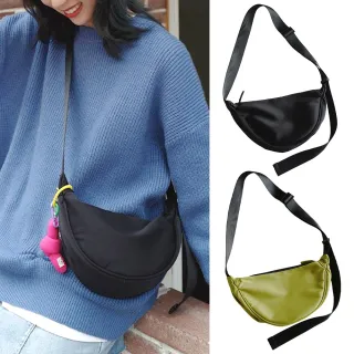【LEESA】雙11 尼龍包包\女生包包\月半包\側背包女\休閒包\寬肩帶\斜背包\防水包包\尼龍斜背包\