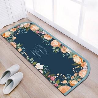 【BonBon naturel】軟式矽藻土瞬吸速乾吸水地墊 40x120cm-藍色花園(矽藻/踏墊/吸水/止滑/速乾)