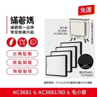 【Mitewithmom 著媽】複合式濾網4入(適 PHILIPS 飛利浦 AC3681 AC3681/80 毛小奈抗敏寵物清淨機 FY3129)