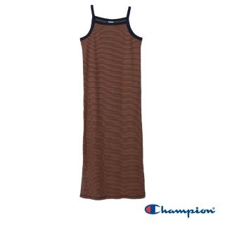 【Champion】官方直營 女款-CASUAL 條紋無袖洋裝-咖啡色(CW-Z324-376)