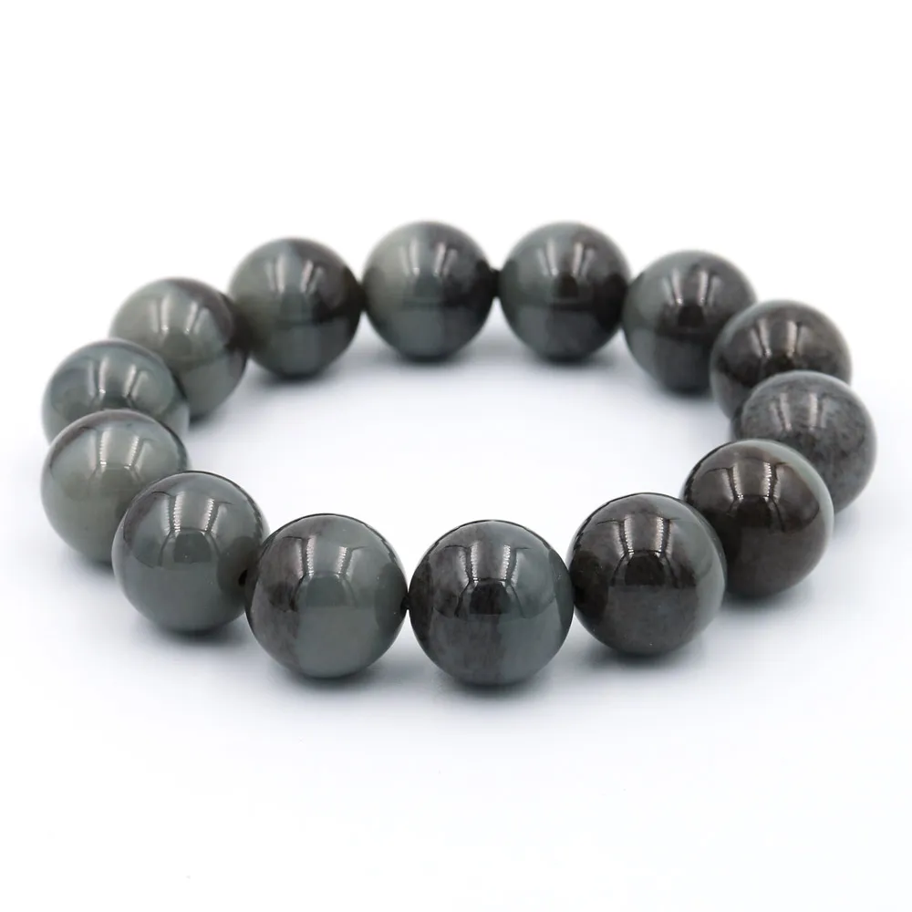 和田玉　【新品　未使用】 JA-ME】天然和田玉新疆且末藍青花聚寶盆手串16-16.5mm 87.6克(年終慶