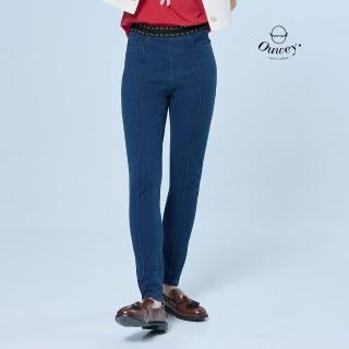 【OUWEY 歐薇】四向彈針織牛仔九分緊身褲(深藍；S-L；3252328667)