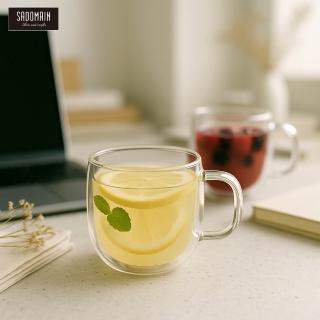 【仙德曼 SADOMAIN】（2入組）雙層玻璃咖啡馬克杯350ml(咖啡杯/對杯組)