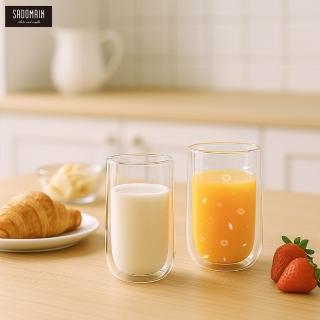【仙德曼 SADOMAIN】買一送一/雙層玻璃咖啡杯350ml（2入組）(咖啡杯/對杯組)