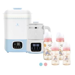 【奇哥官方旗艦】智慧恆溫調乳器+智慧消毒烘乾機+比得兔PPSU寬口奶瓶2大2小(奇哥50哺育好康組)