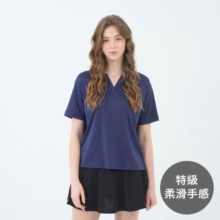 【GIORDANO 佐丹奴】女裝V領POLO衫 Liquid Touch系列(62 暗藍)